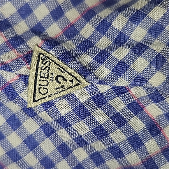 Vintage Guess Plaid Snap Button Up Convertable Sleeve Top - Picture 5 of 6